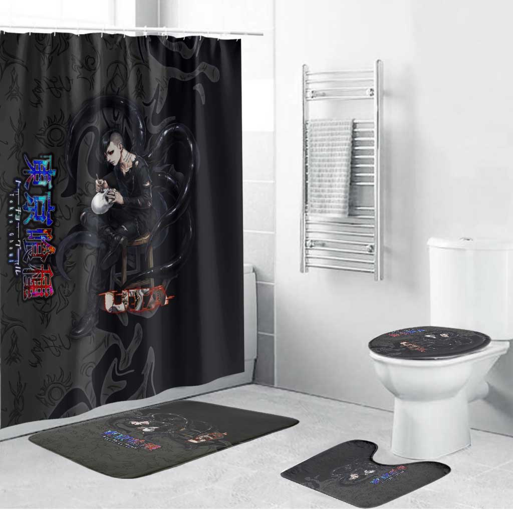 Uta Tokyo Ghoul Bathroom Set Dark Urban Tattoo Style with Oni Mask Elements