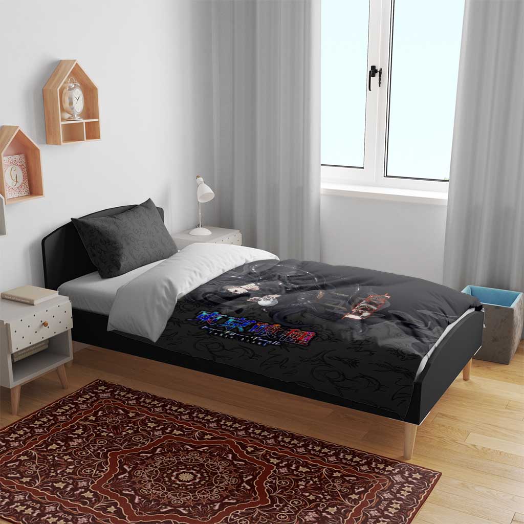 Uta Tokyo Ghoul Bedding Set Dark Urban Tattoo Style with Oni Mask Elements