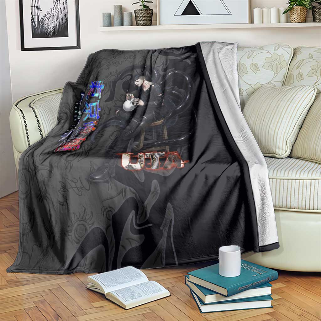 Uta Tokyo Ghoul Blanket Dark Urban Tattoo Style with Oni Mask Elements