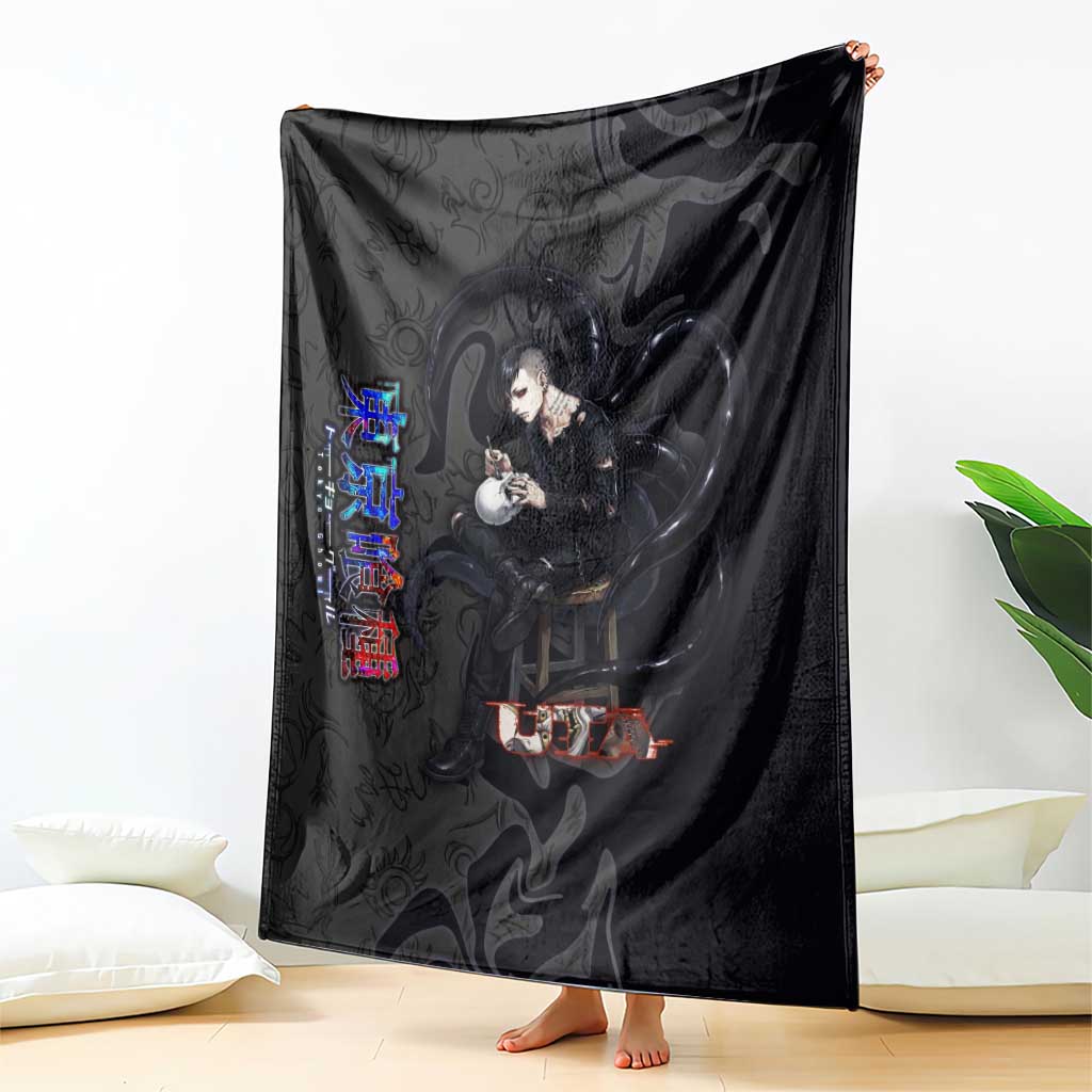 Uta Tokyo Ghoul Blanket Dark Urban Tattoo Style with Oni Mask Elements