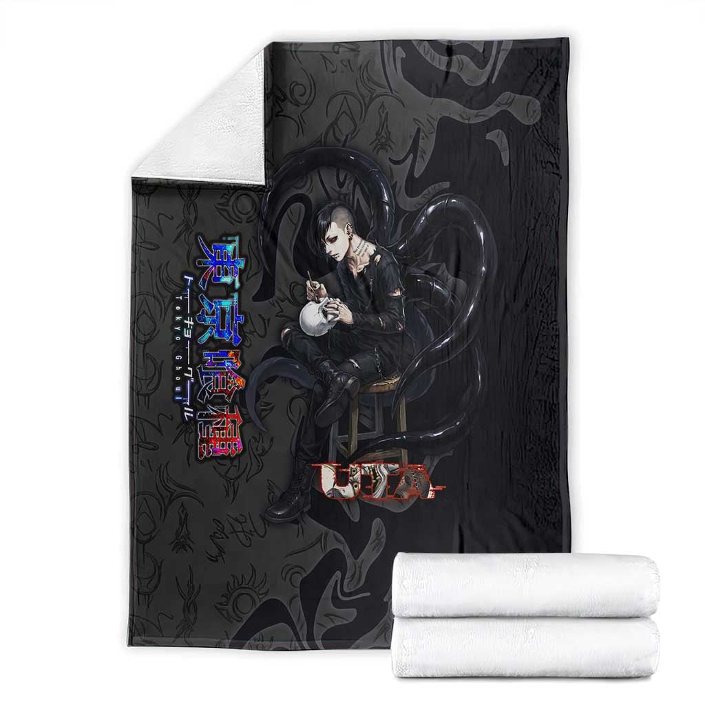 Uta Tokyo Ghoul Blanket Dark Urban Tattoo Style with Oni Mask Elements