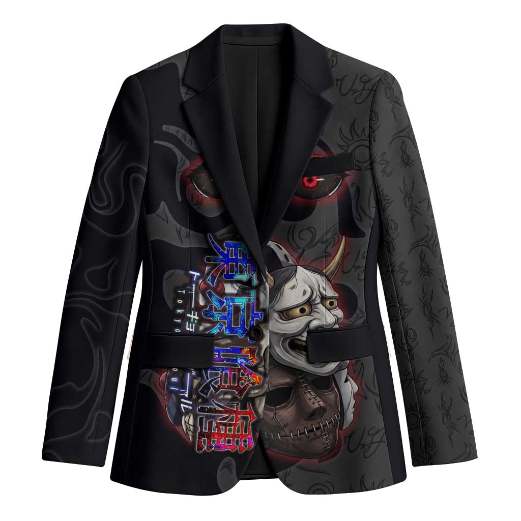 Uta Tokyo Ghoul Blazer Dark Urban Tattoo Style with Oni Mask Elements