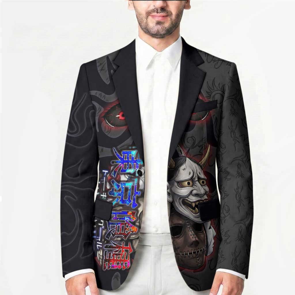 Uta Tokyo Ghoul Blazer Dark Urban Tattoo Style with Oni Mask Elements