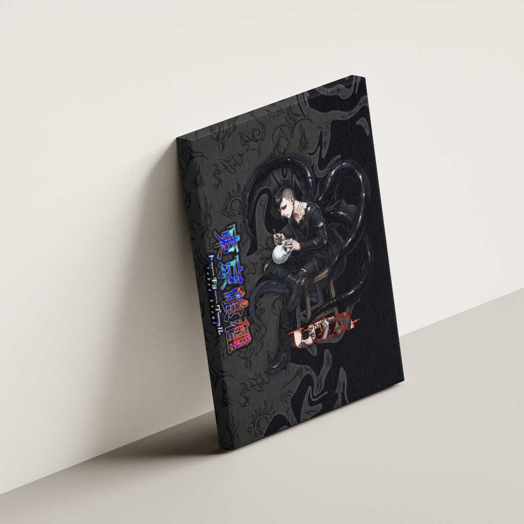 Uta Tokyo Ghoul Canvas Wall Art Dark Urban Tattoo Style with Oni Mask Elements