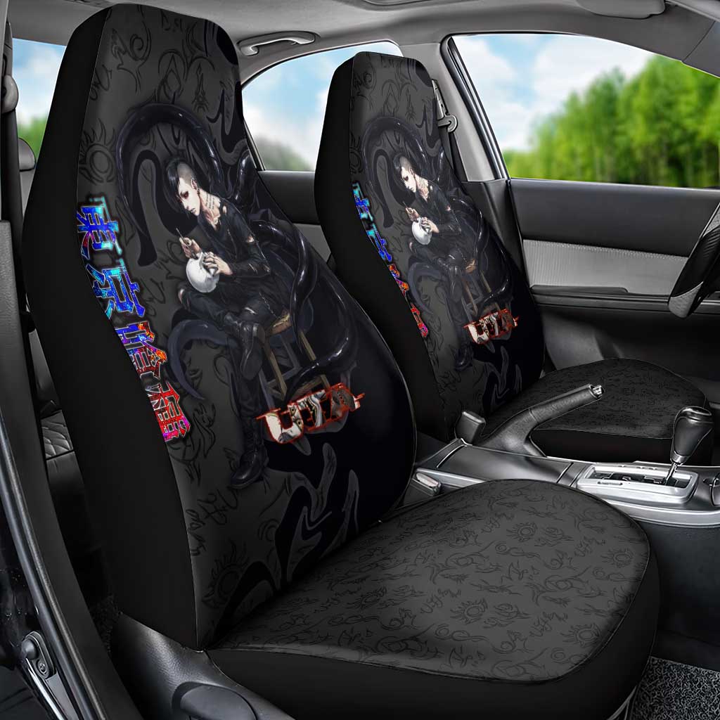 Uta Tokyo Ghoul Car Seat Cover Dark Urban Tattoo Style with Oni Mask Elements