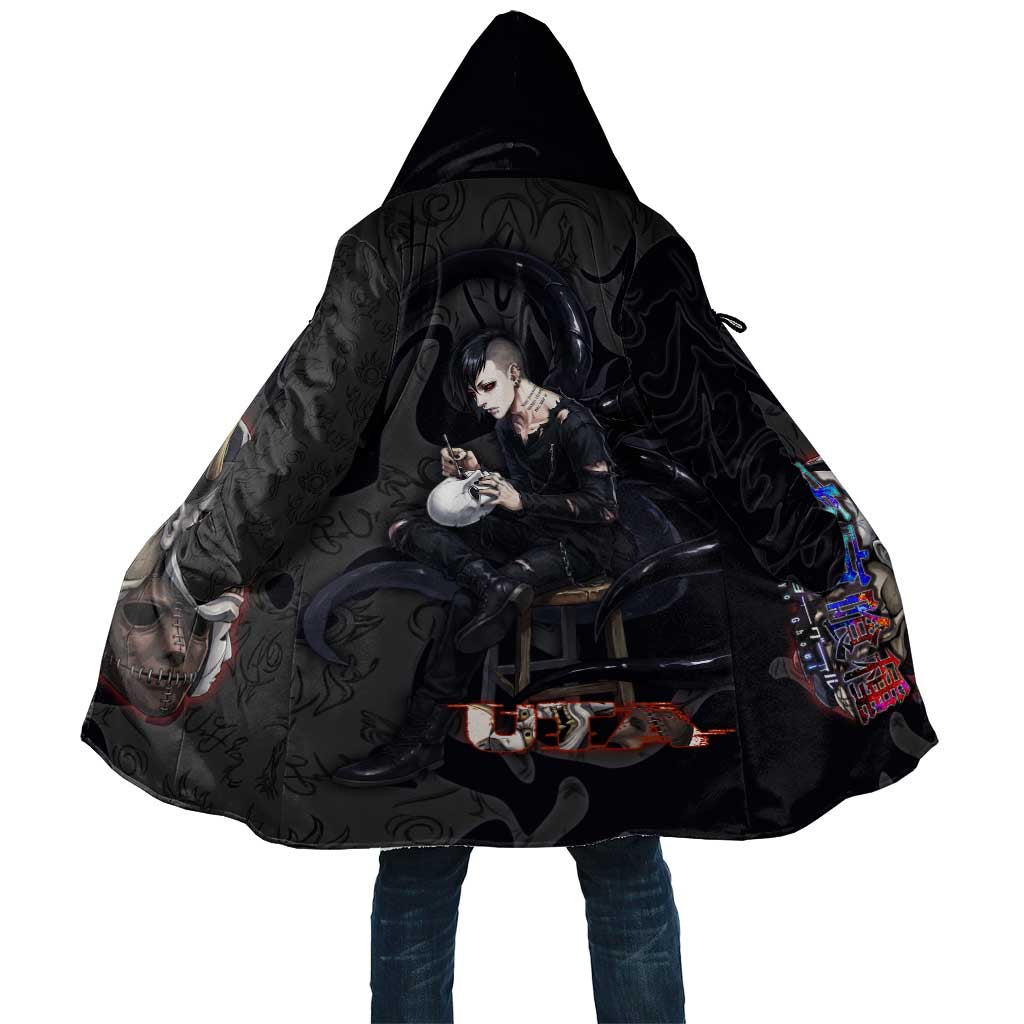 Uta Tokyo Ghoul Cloak Dark Urban Tattoo Style with Oni Mask Elements