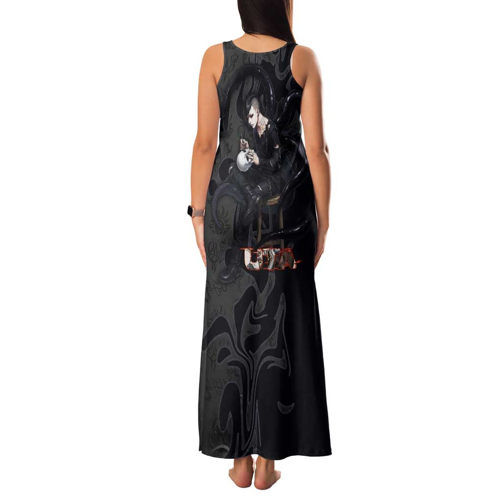 Uta Tokyo Ghoul Family Matching Tank Maxi Dress and Hawaiian Shirt Dark Urban Tattoo Style with Oni Mask Elements