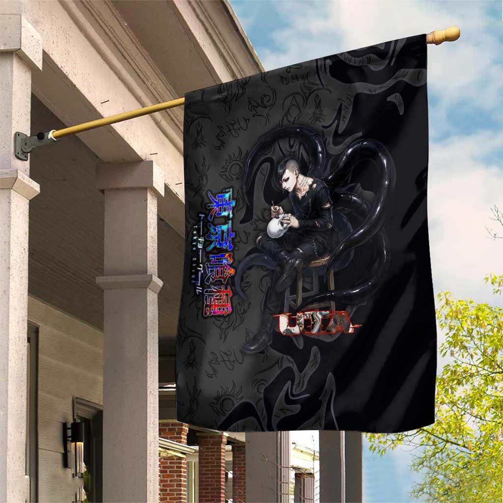 Uta Tokyo Ghoul Garden Flag Dark Urban Tattoo Style with Oni Mask Elements