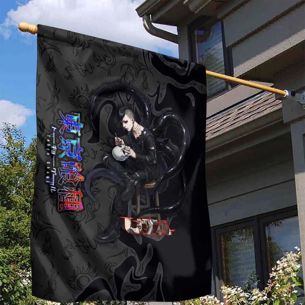 Uta Tokyo Ghoul Garden Flag Dark Urban Tattoo Style with Oni Mask Elements
