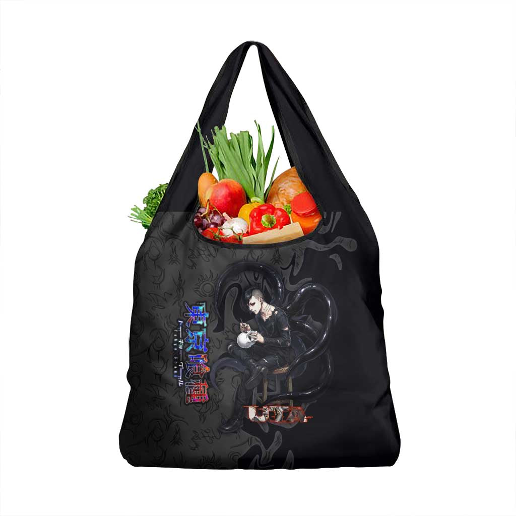 Uta Tokyo Ghoul Grocery Bag Dark Urban Tattoo Style with Oni Mask Elements