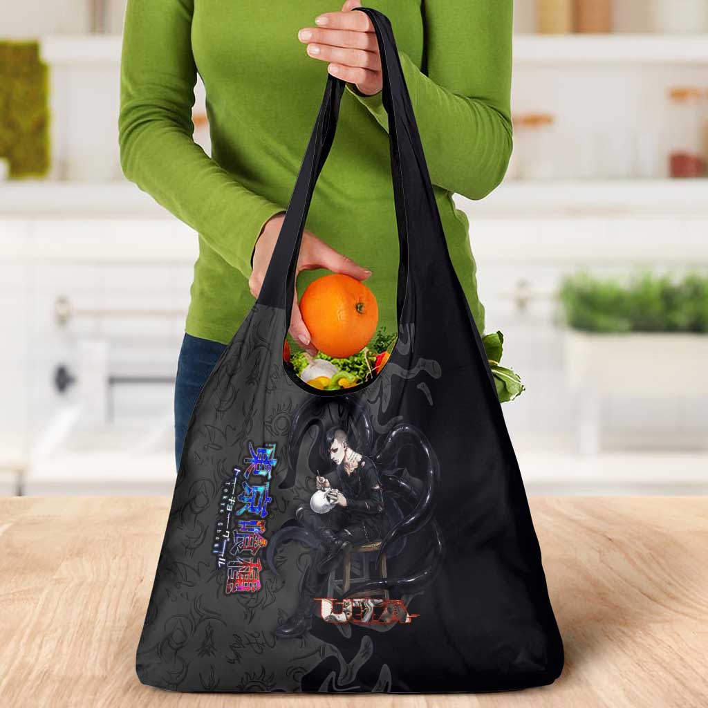 Uta Tokyo Ghoul Grocery Bag Dark Urban Tattoo Style with Oni Mask Elements