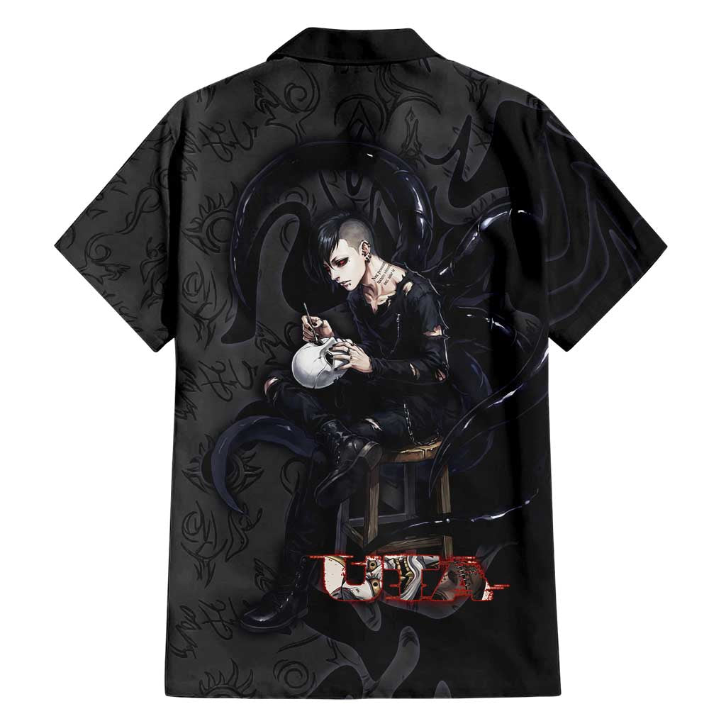 Uta Tokyo Ghoul Hawaiian Shirt Dark Urban Tattoo Style with Oni Mask Elements