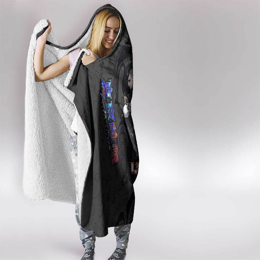 Uta Tokyo Ghoul Hooded Blanket Dark Urban Tattoo Style with Oni Mask Elements