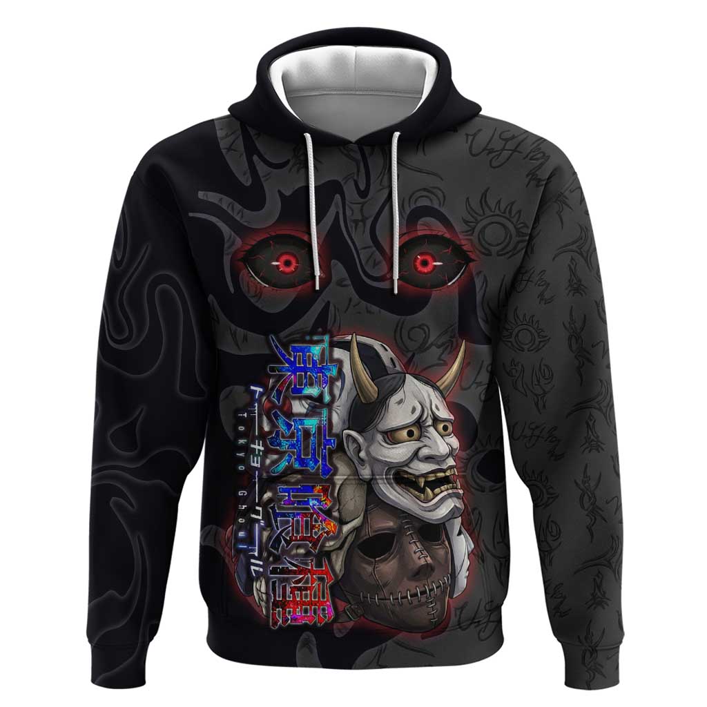 Uta Tokyo Ghoul Hoodie Dark Urban Tattoo Style with Oni Mask Elements