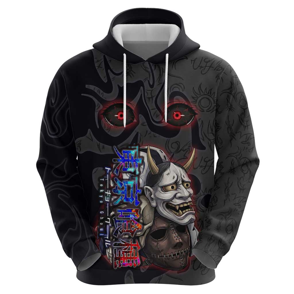 Uta Tokyo Ghoul Hoodie Dark Urban Tattoo Style with Oni Mask Elements
