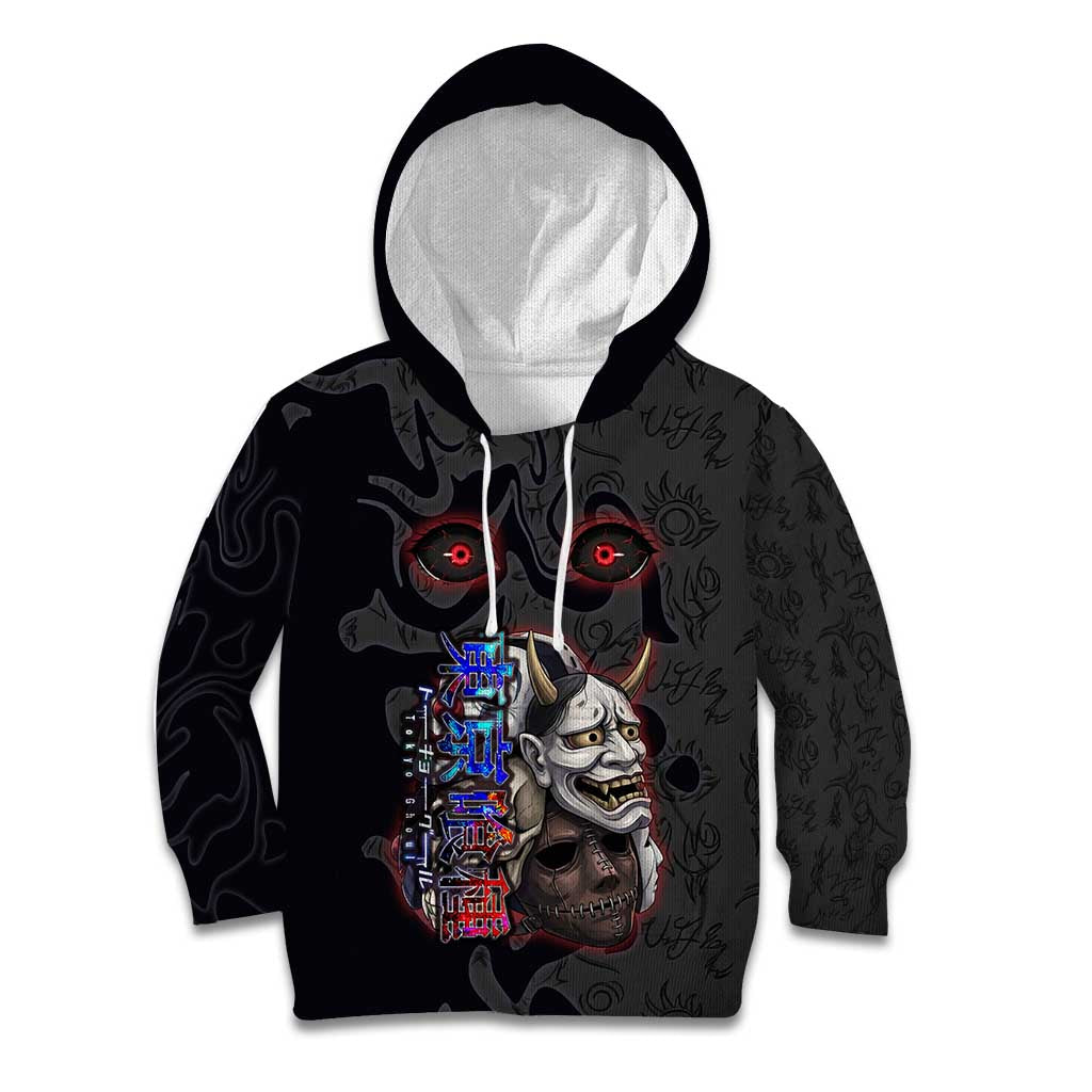 Uta Tokyo Ghoul Kid Hoodie Dark Urban Tattoo Style with Oni Mask Elements