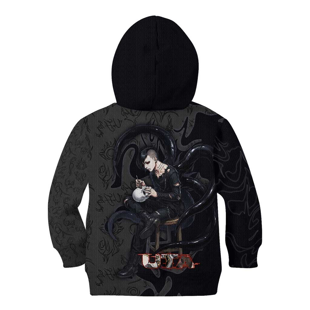 Uta Tokyo Ghoul Kid Hoodie Dark Urban Tattoo Style with Oni Mask Elements