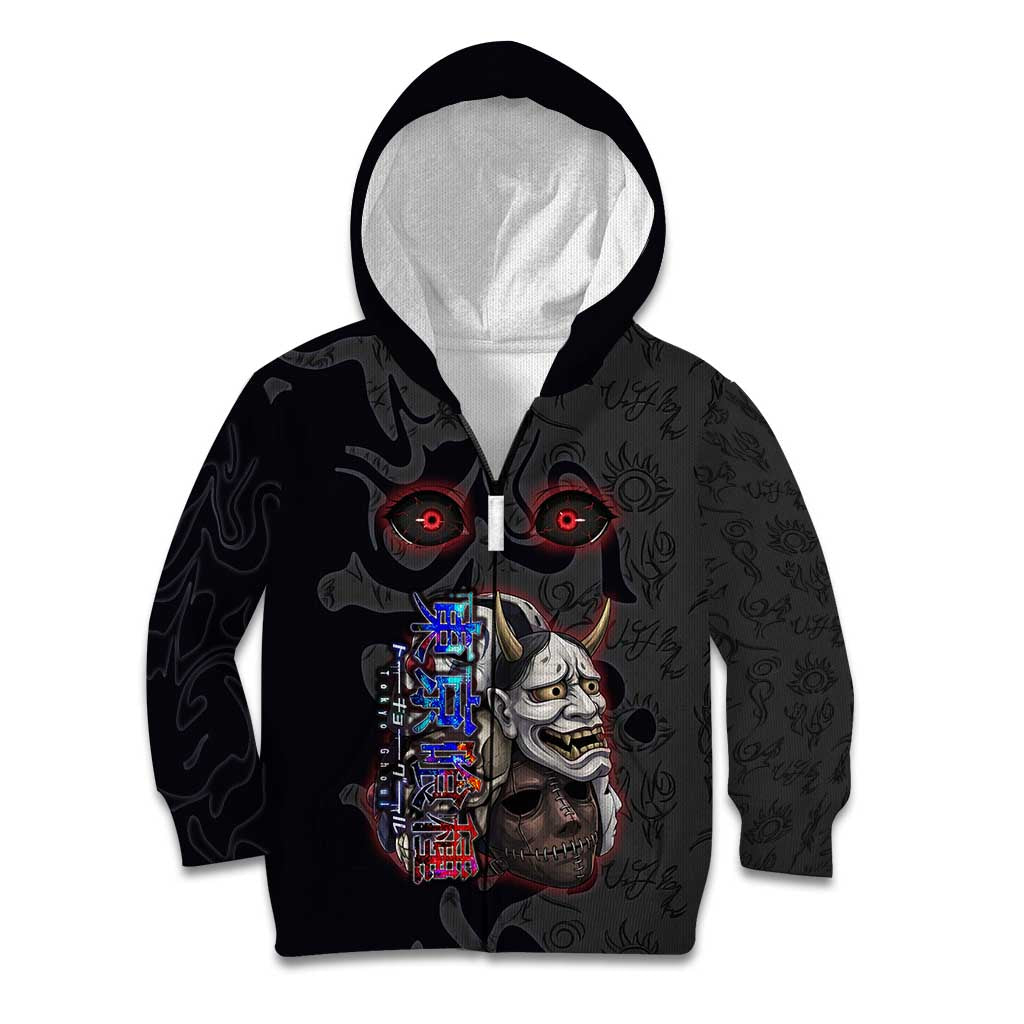 Uta Tokyo Ghoul Kid Hoodie Dark Urban Tattoo Style with Oni Mask Elements