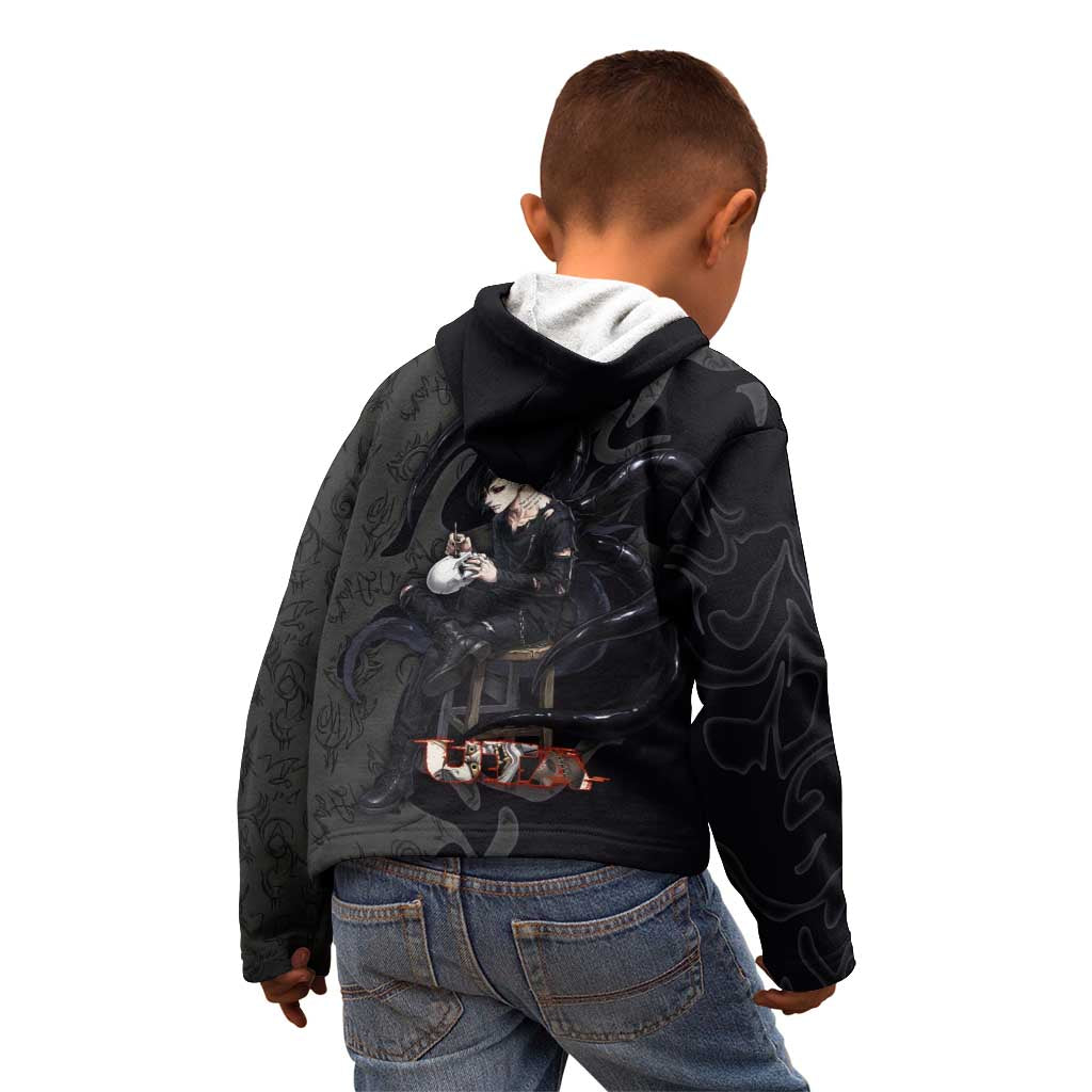 Uta Tokyo Ghoul Kid Hoodie Dark Urban Tattoo Style with Oni Mask Elements