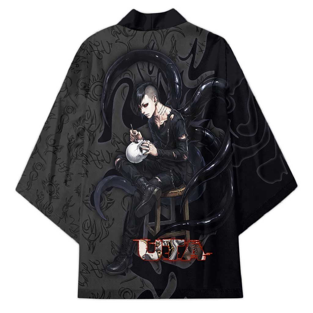 Uta Tokyo Ghoul Kimono Dark Urban Tattoo Style with Oni Mask Elements