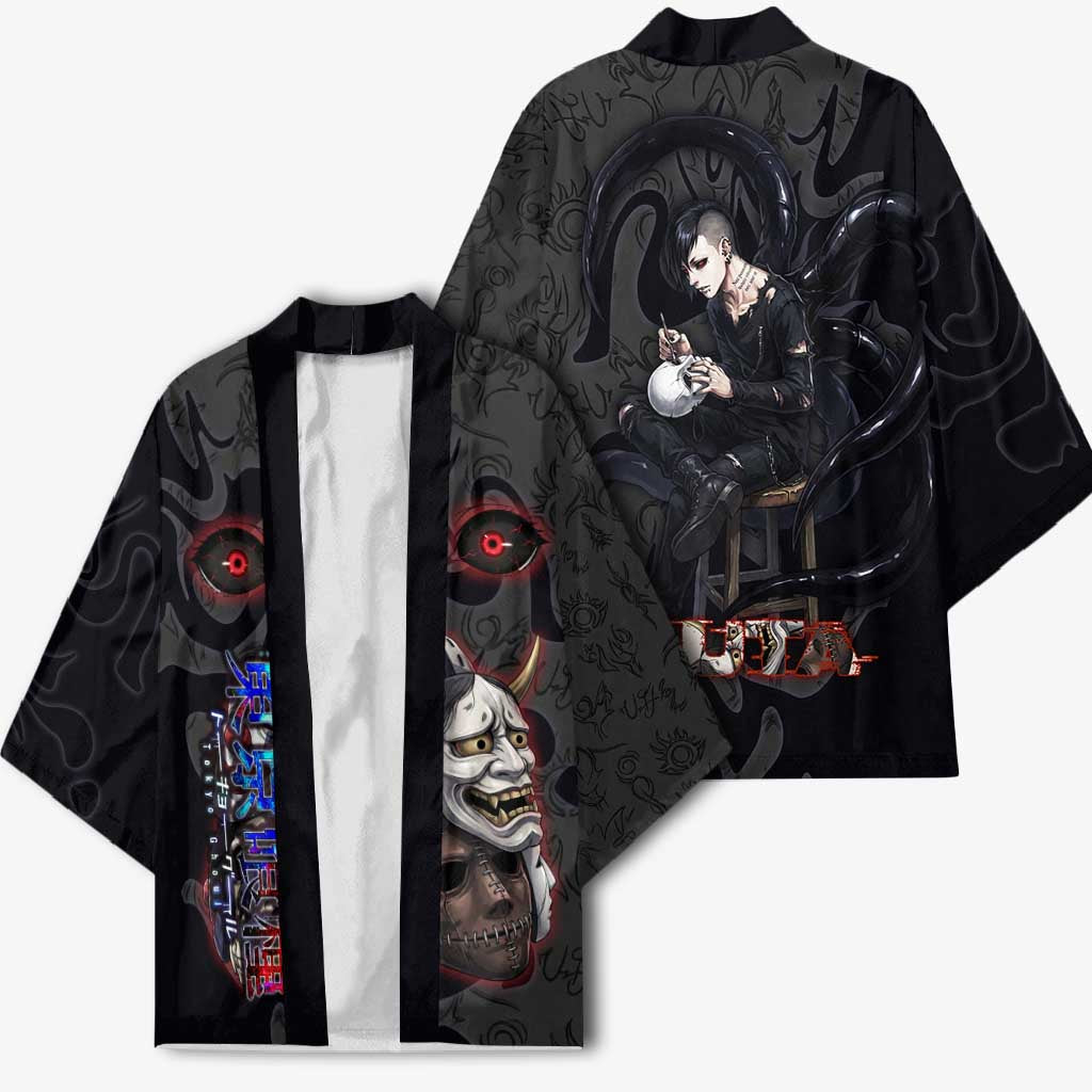 Uta Tokyo Ghoul Kimono Dark Urban Tattoo Style with Oni Mask Elements