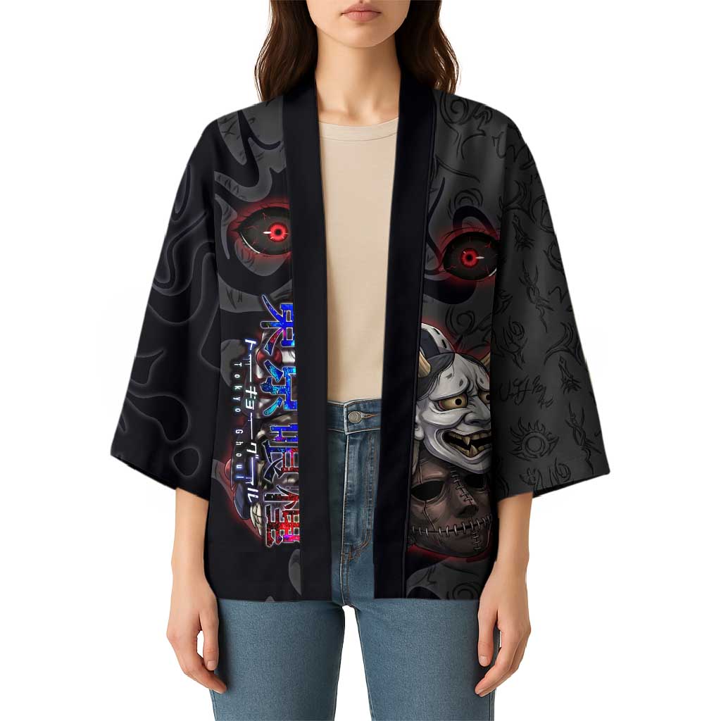 Uta Tokyo Ghoul Kimono Dark Urban Tattoo Style with Oni Mask Elements