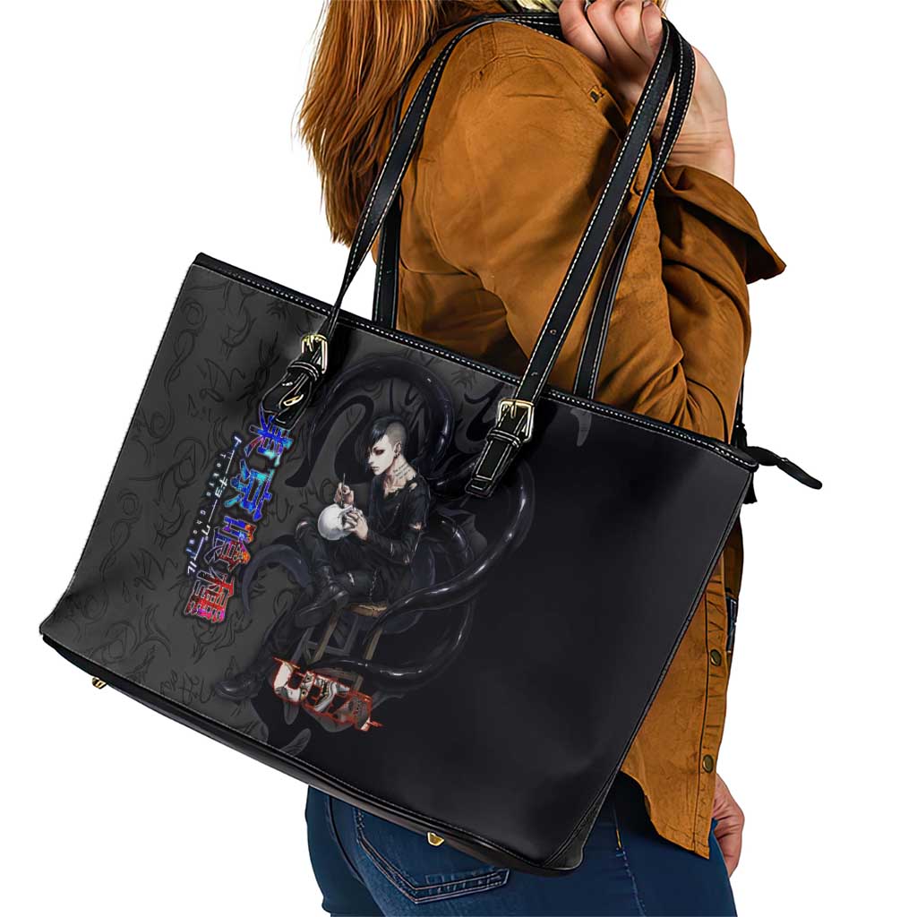 Uta Tokyo Ghoul Leather Tote Bag Dark Urban Tattoo Style with Oni Mask Elements