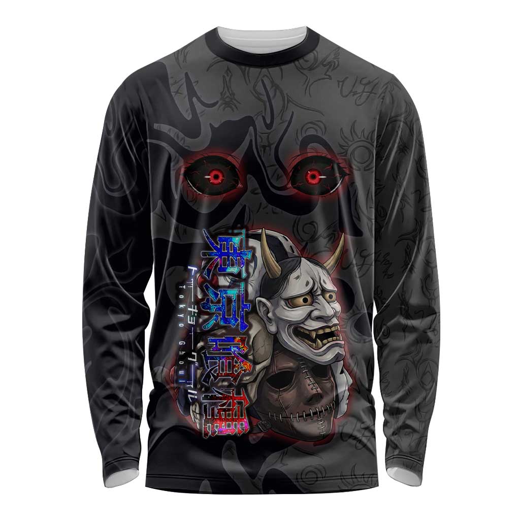 Uta Tokyo Ghoul Long Sleeve Shirt Dark Urban Tattoo Style with Oni Mask Elements