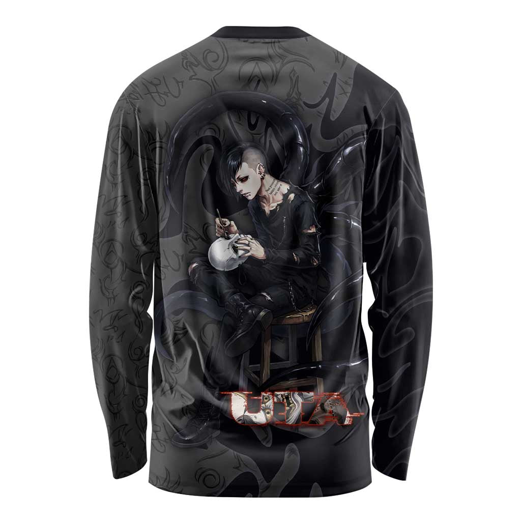 Uta Tokyo Ghoul Long Sleeve Shirt Dark Urban Tattoo Style with Oni Mask Elements