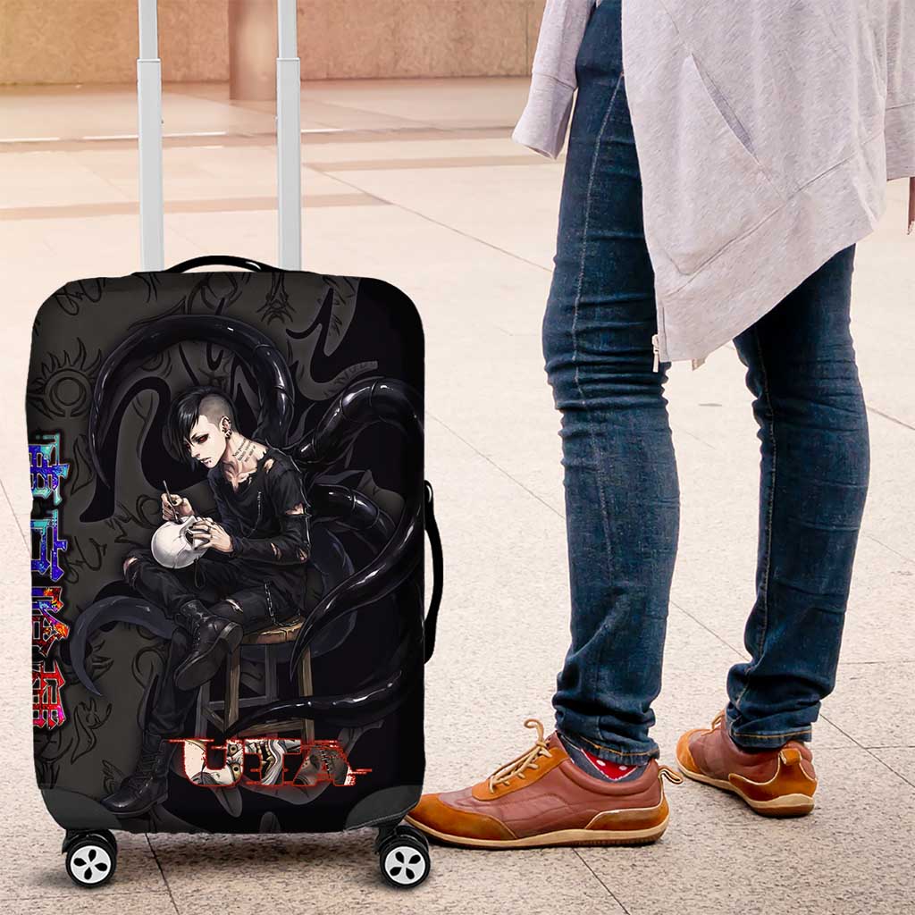 Uta Tokyo Ghoul Luggage Cover Dark Urban Tattoo Style with Oni Mask Elements