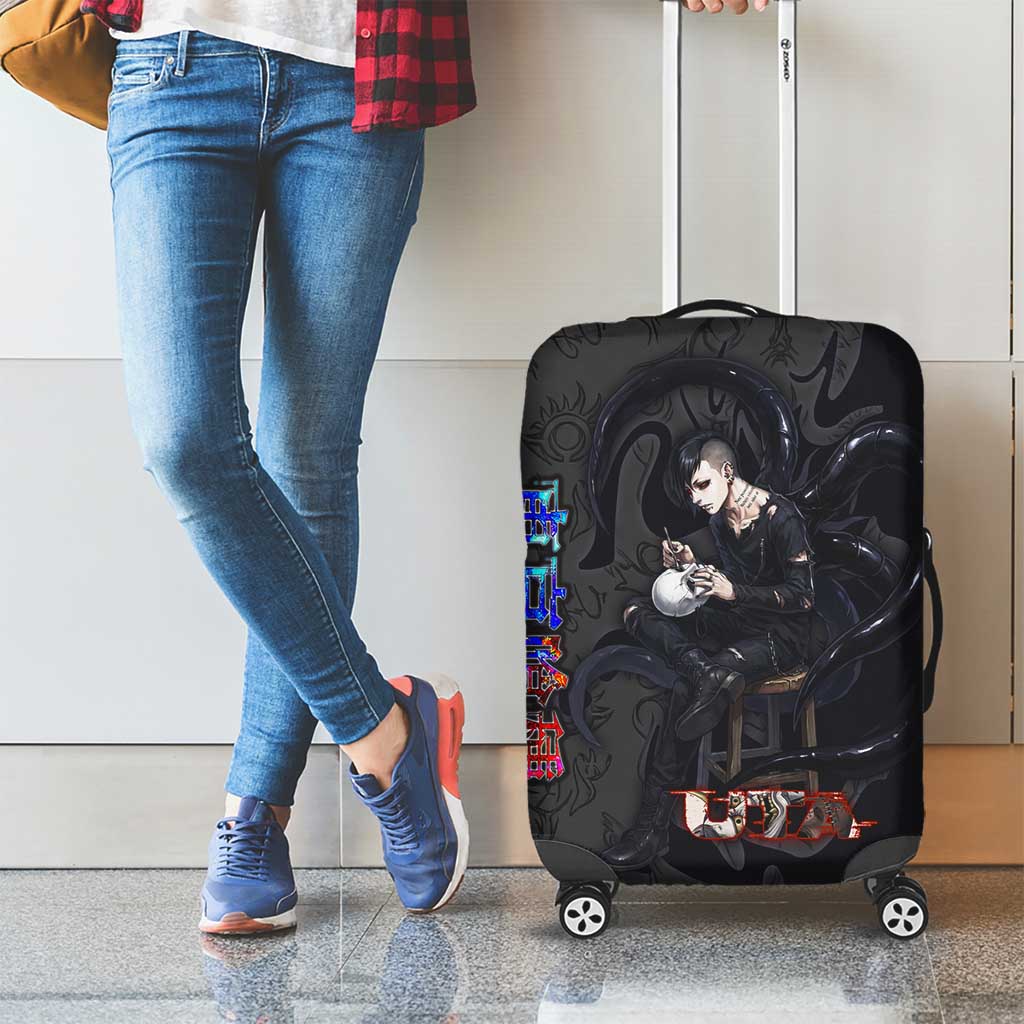 Uta Tokyo Ghoul Luggage Cover Dark Urban Tattoo Style with Oni Mask Elements