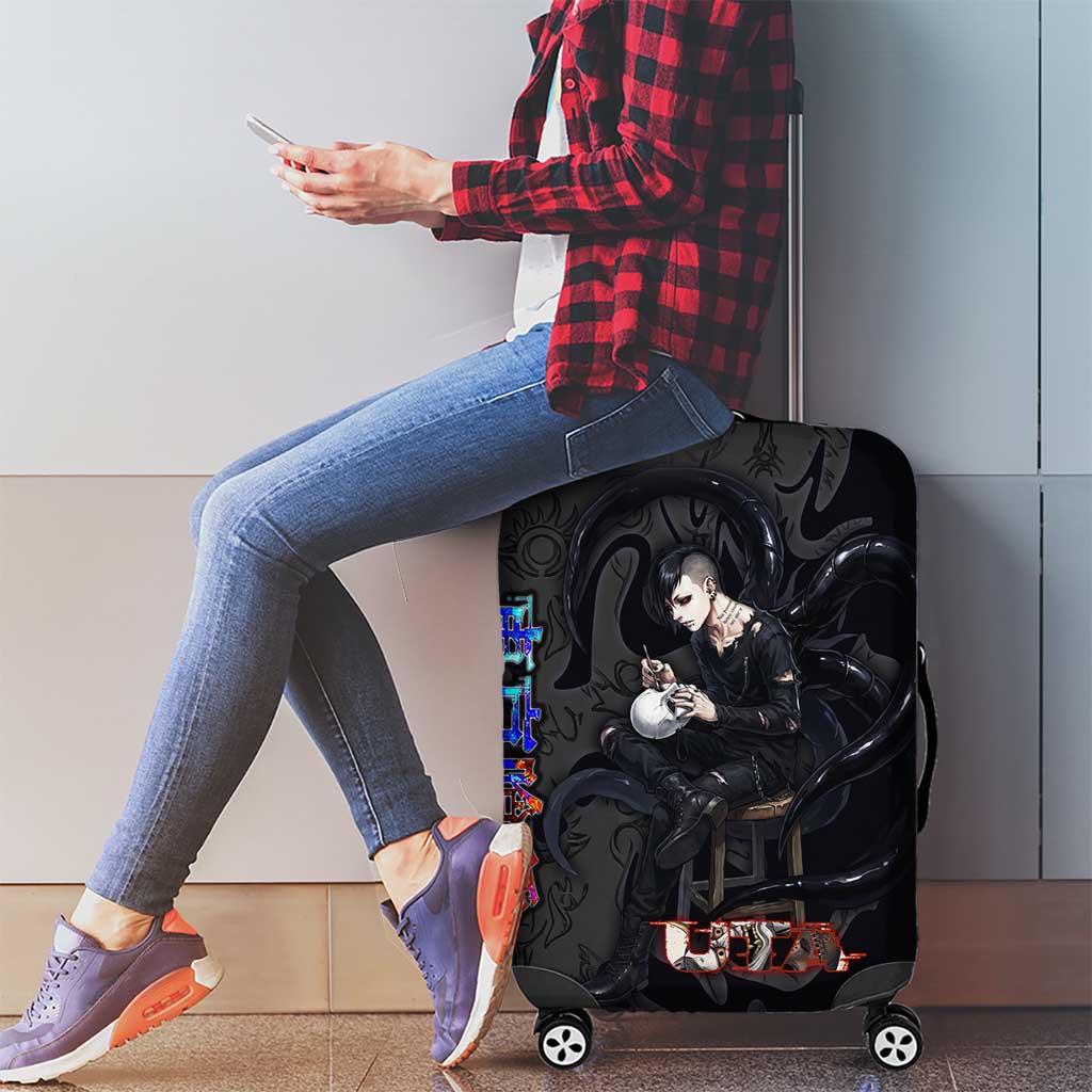 Uta Tokyo Ghoul Luggage Cover Dark Urban Tattoo Style with Oni Mask Elements