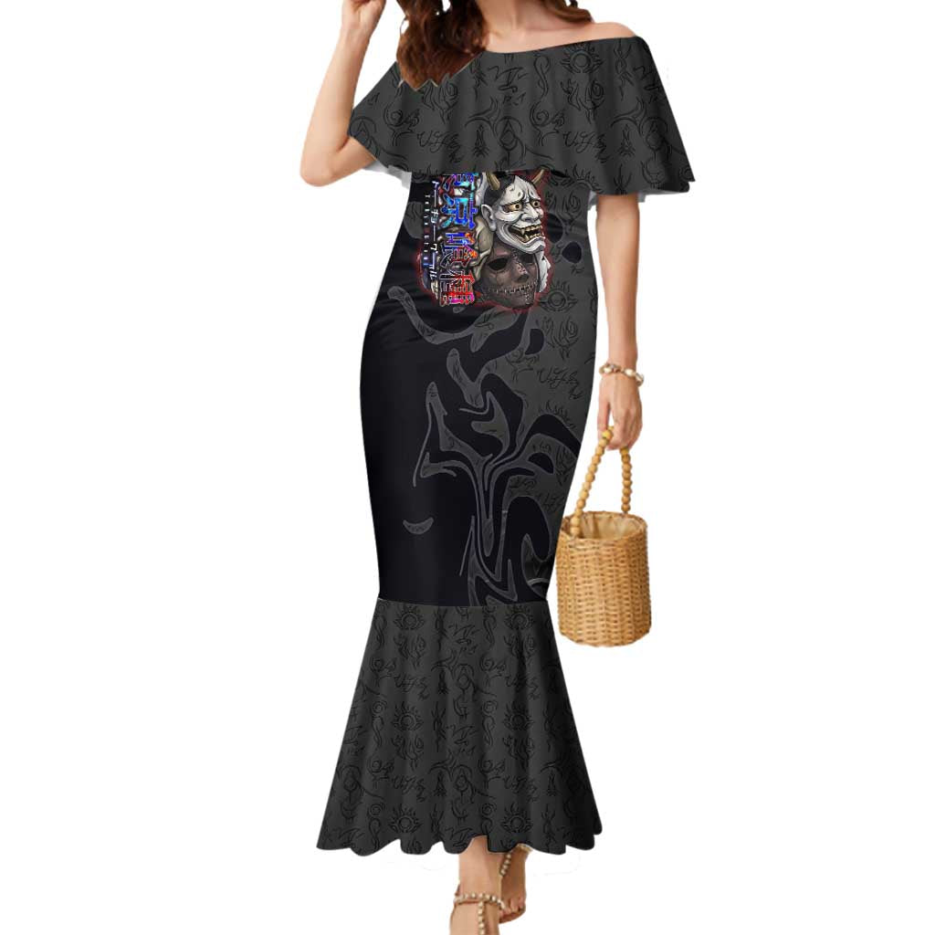 Uta Tokyo Ghoul Mermaid Dress Dark Urban Tattoo Style with Oni Mask Elements