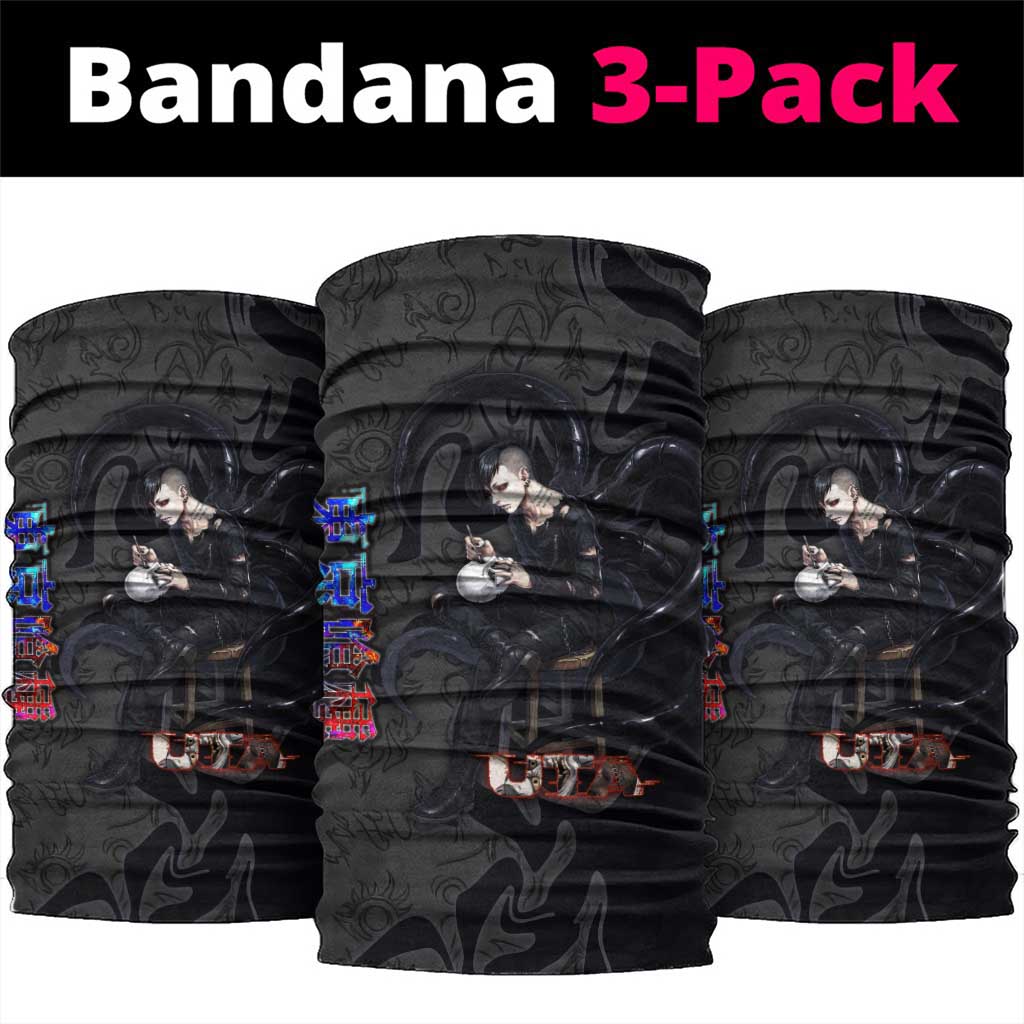 Uta Tokyo Ghoul Neck Gaiter Dark Urban Tattoo Style with Oni Mask Elements