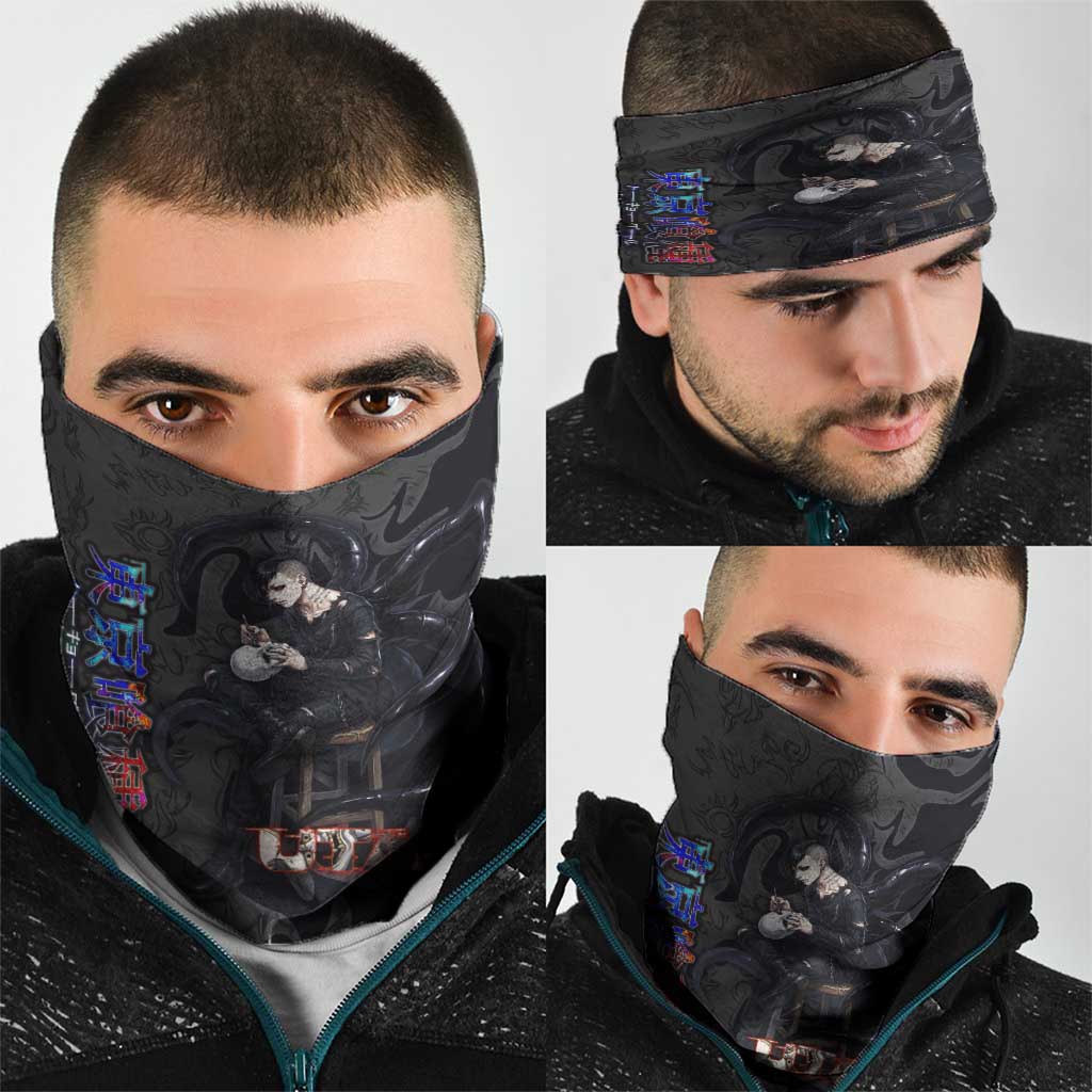 Uta Tokyo Ghoul Neck Gaiter Dark Urban Tattoo Style with Oni Mask Elements