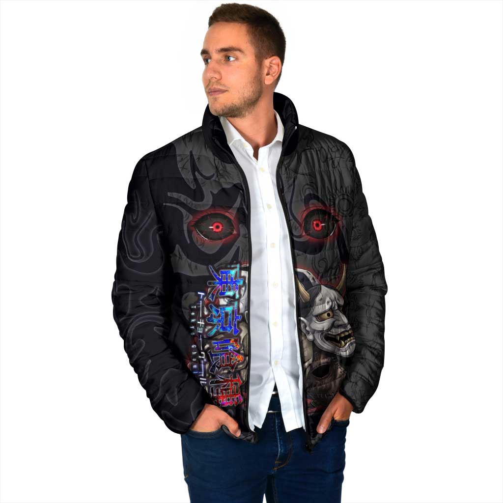 Uta Tokyo Ghoul Padded Jacket Dark Urban Tattoo Style with Oni Mask Elements