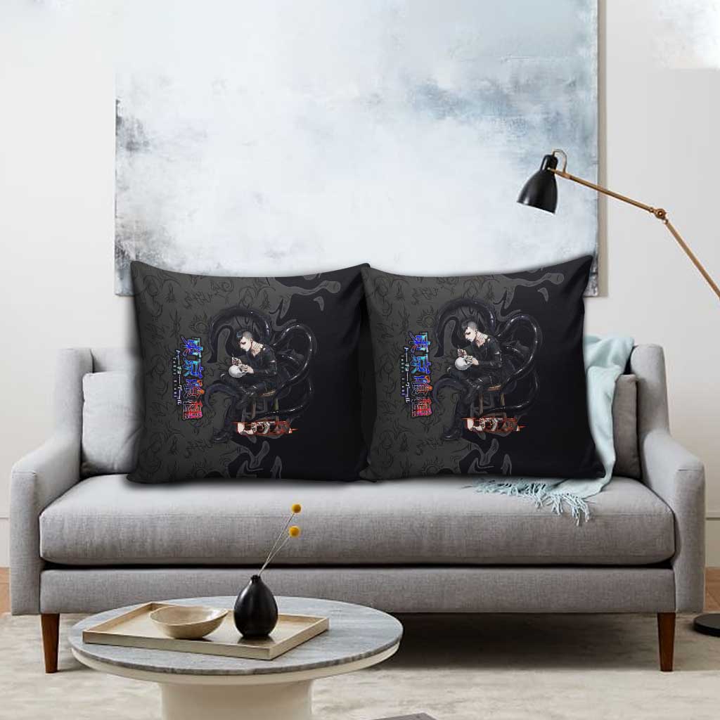 Uta Tokyo Ghoul Pillow Cover Dark Urban Tattoo Style with Oni Mask Elements
