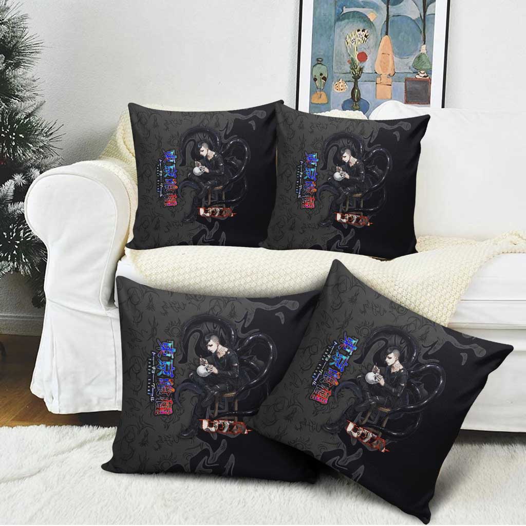 Uta Tokyo Ghoul Pillow Cover Dark Urban Tattoo Style with Oni Mask Elements