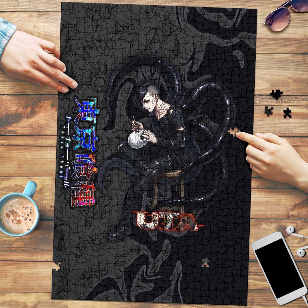 Uta Tokyo Ghoul Puzzle Dark Urban Tattoo Style with Oni Mask Elements