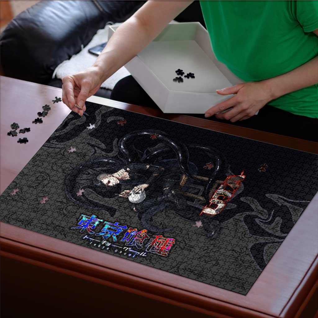 Uta Tokyo Ghoul Puzzle Dark Urban Tattoo Style with Oni Mask Elements