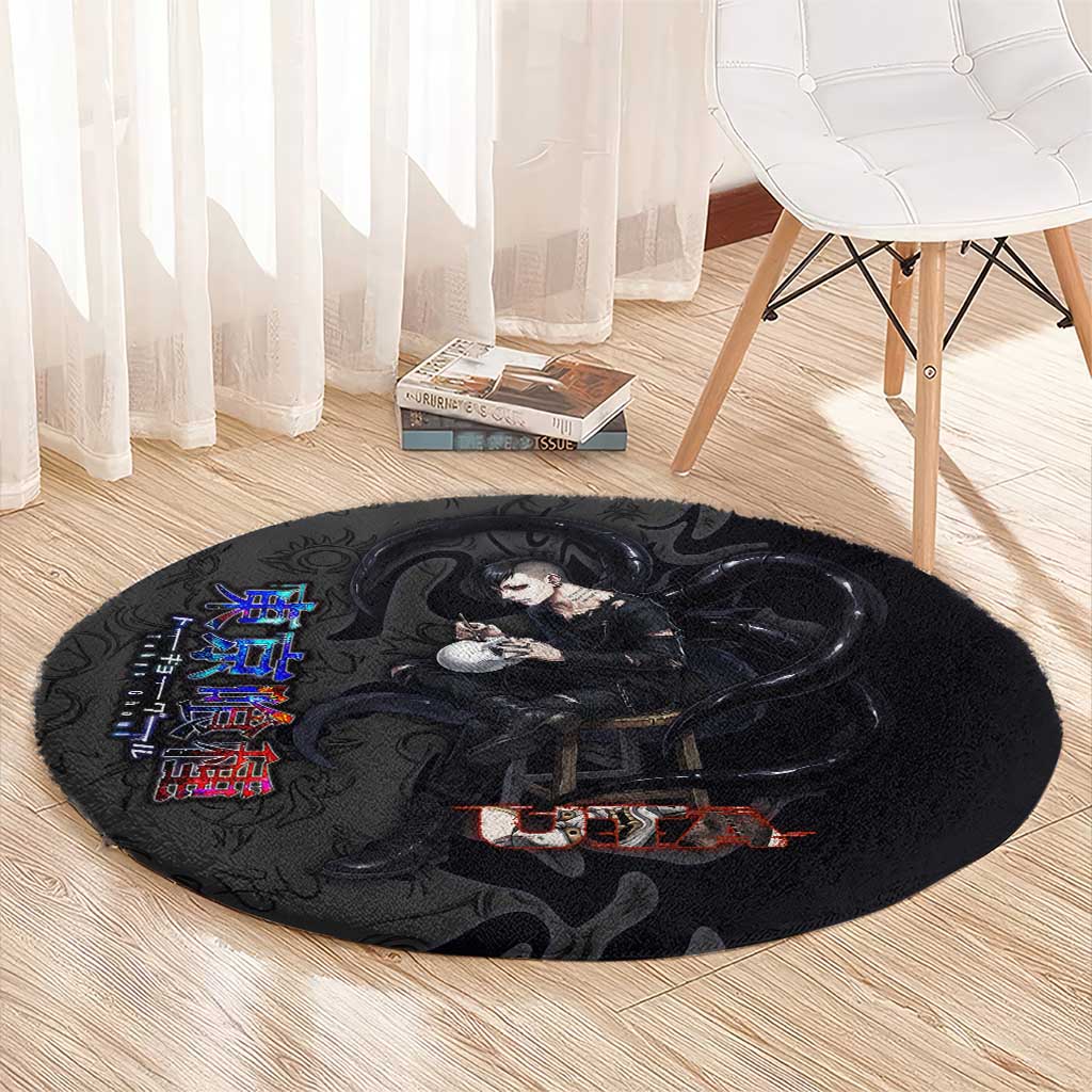 Uta Tokyo Ghoul Round Carpet Dark Urban Tattoo Style with Oni Mask Elements
