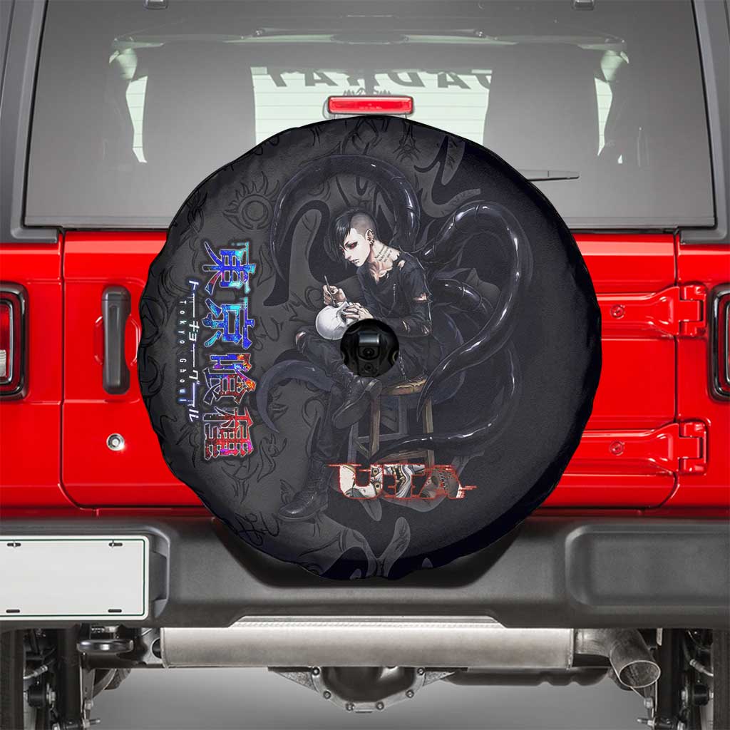 Uta Tokyo Ghoul Spare Tire Cover Dark Urban Tattoo Style with Oni Mask Elements
