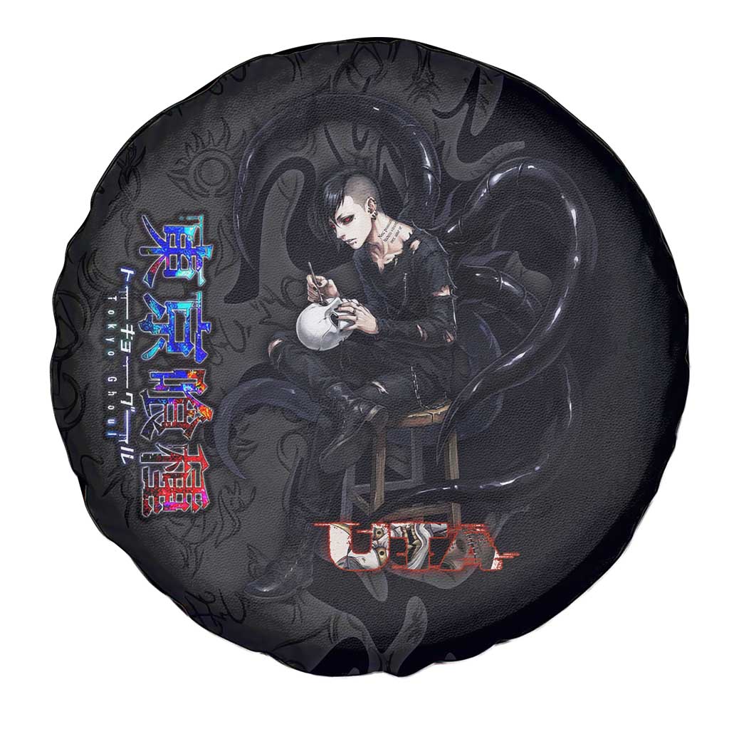 Uta Tokyo Ghoul Spare Tire Cover Dark Urban Tattoo Style with Oni Mask Elements