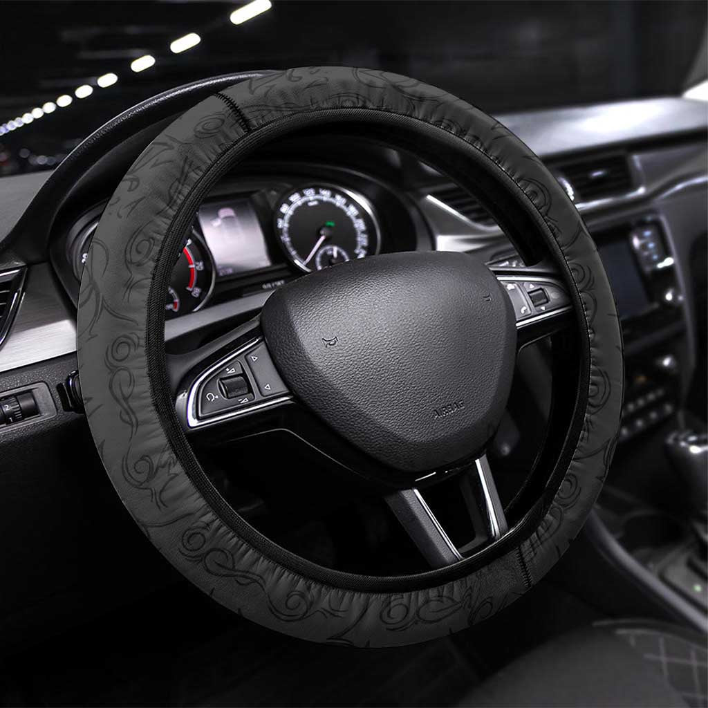 Uta Tokyo Ghoul Steering Wheel Cover Dark Urban Tattoo Style with Oni Mask Elements