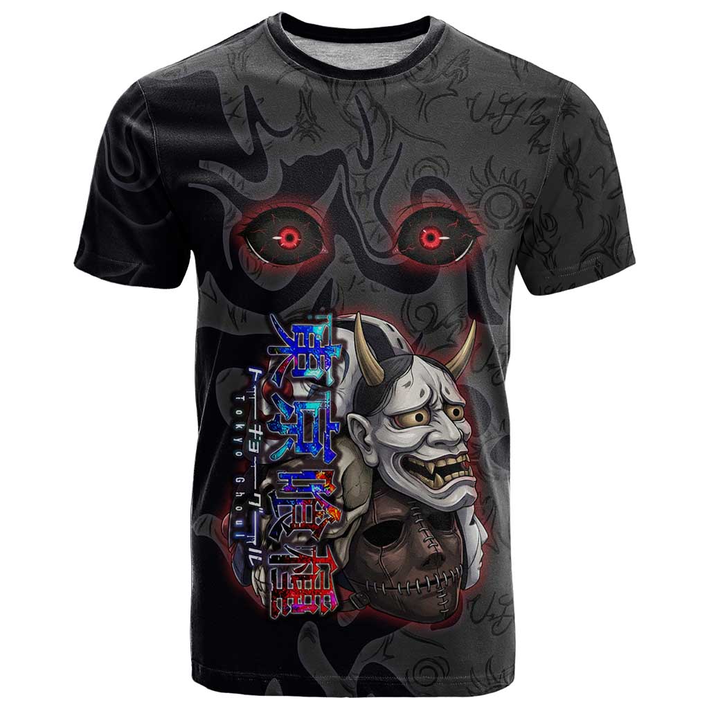 Uta Tokyo Ghoul T Shirt Dark Urban Tattoo Style with Oni Mask Elements
