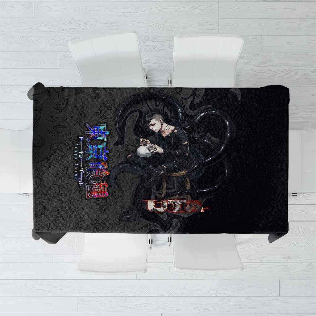 Uta Tokyo Ghoul Tablecloth Dark Urban Tattoo Style with Oni Mask Elements