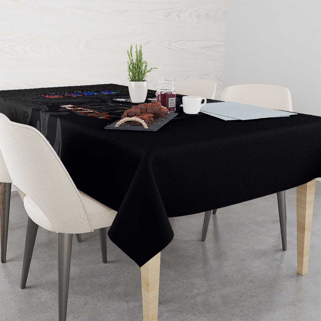 Uta Tokyo Ghoul Tablecloth Dark Urban Tattoo Style with Oni Mask Elements