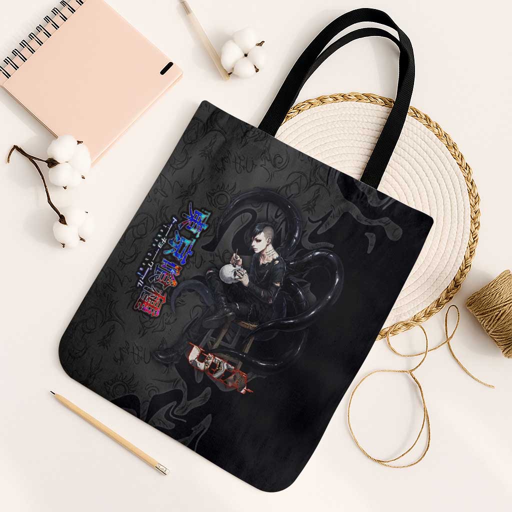 Uta Tokyo Ghoul Tote Bag Dark Urban Tattoo Style with Oni Mask Elements