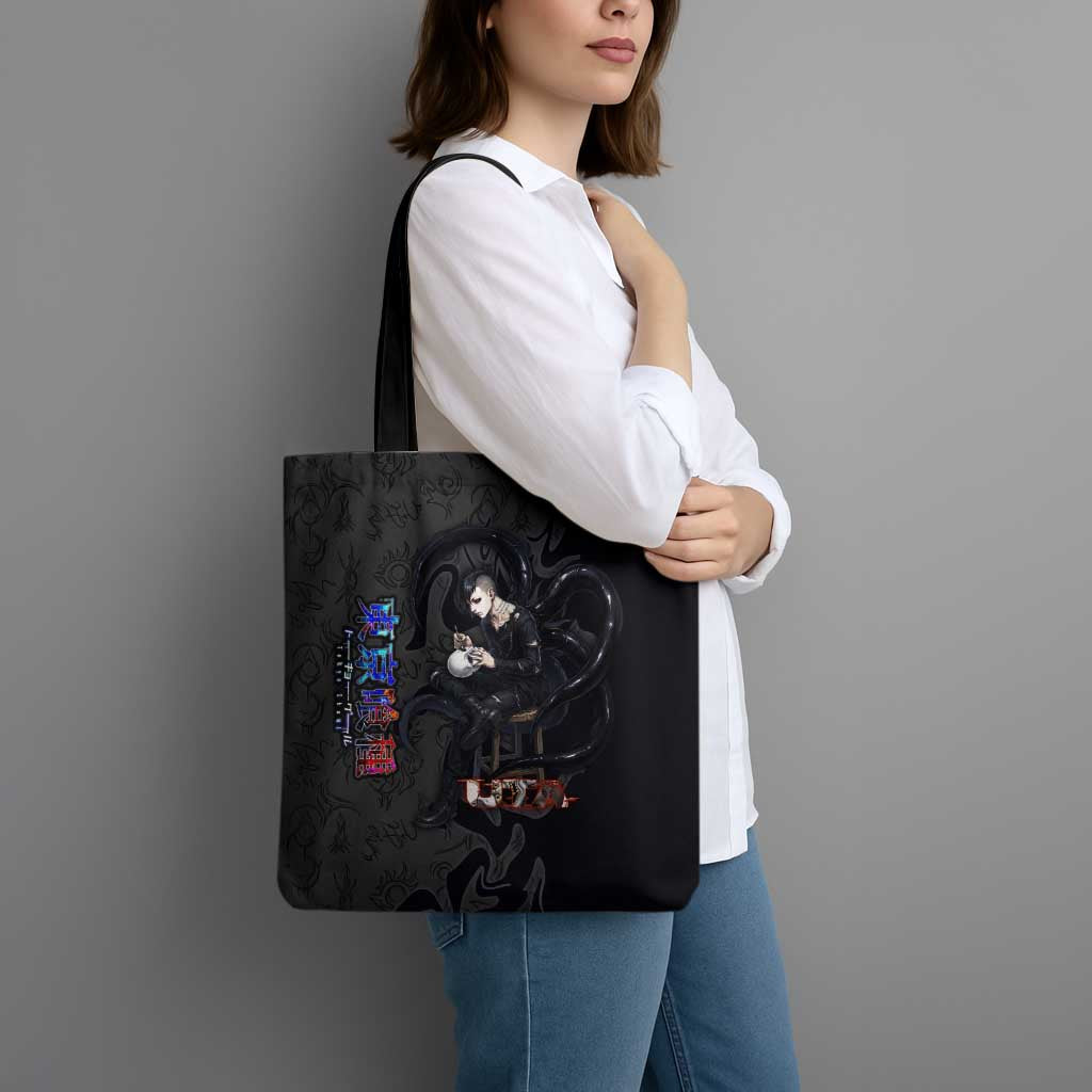 Uta Tokyo Ghoul Tote Bag Dark Urban Tattoo Style with Oni Mask Elements