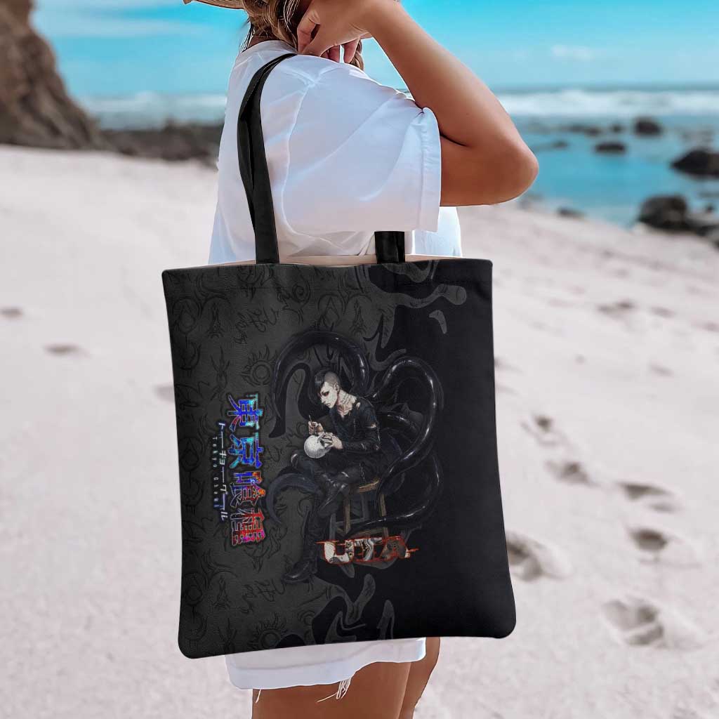 Uta Tokyo Ghoul Tote Bag Dark Urban Tattoo Style with Oni Mask Elements
